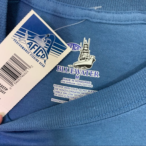 AFTCO Cotton Short Sleeve Graphic T Shirt M Blue - Picture 4 of 6